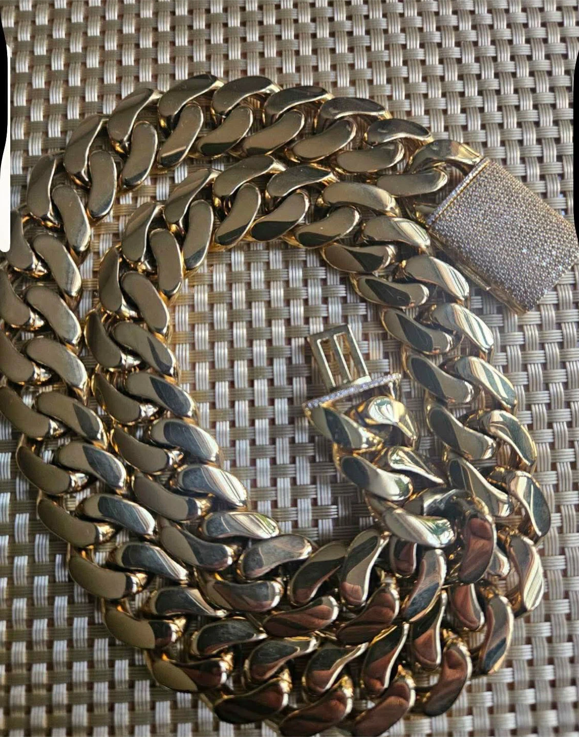 Gold Cuban Link Chain with Diamond Clasp