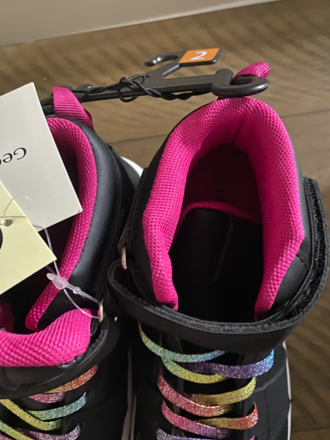 George Kids Black High-Top Sneakers with Rainbow Laces Size 2 - photo 4