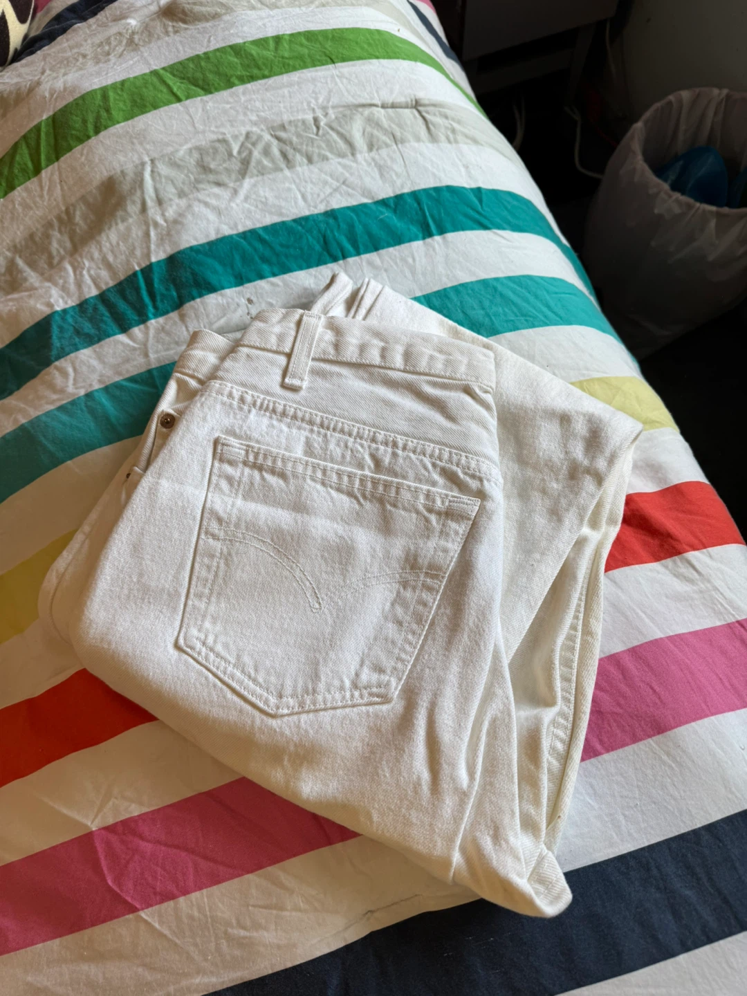 Men’s Vintage Levi 501 White Jeans 34/34 - photo 2