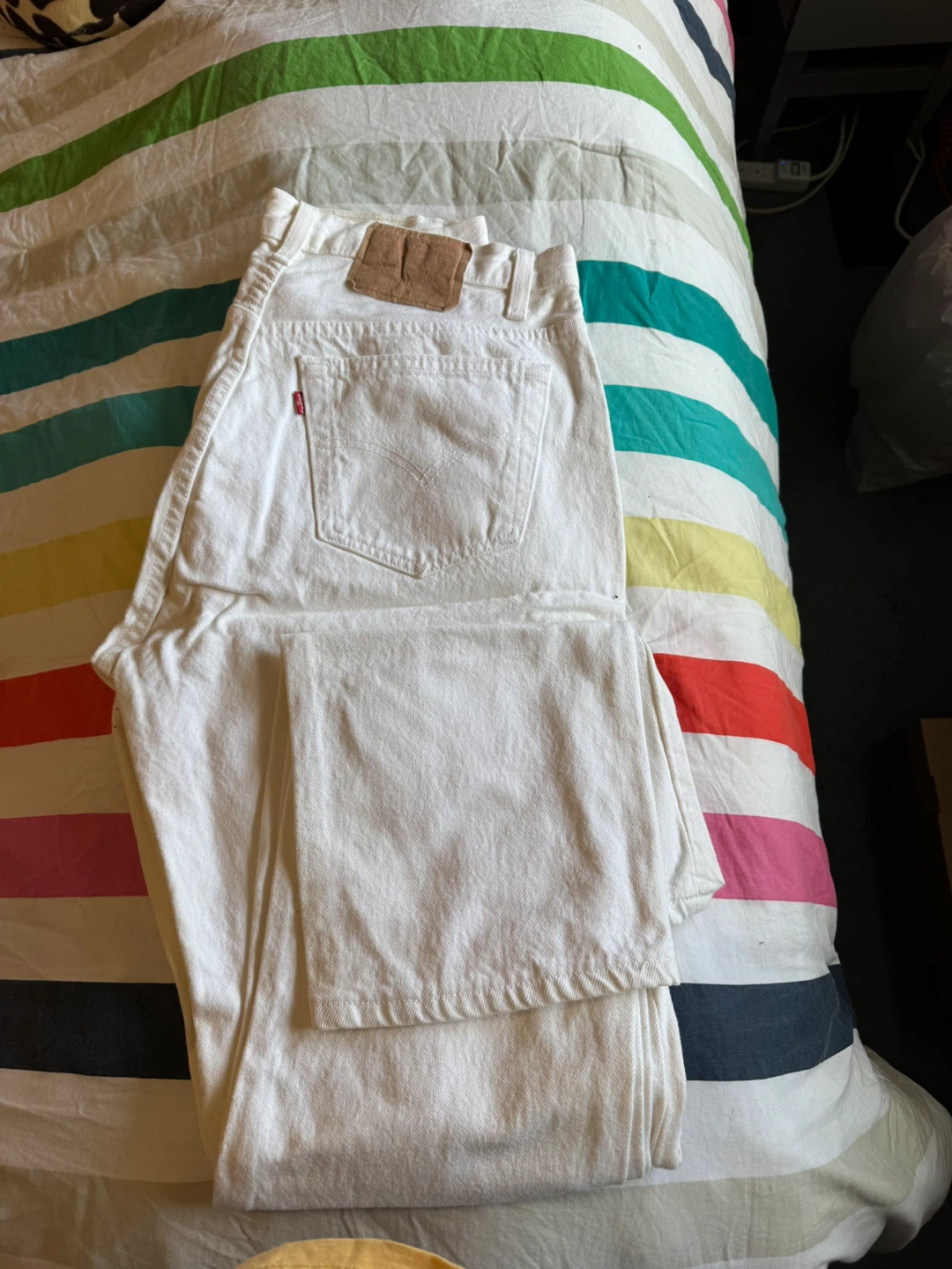 Men’s Vintage Levi 501 White Jeans 34/34 - photo 4