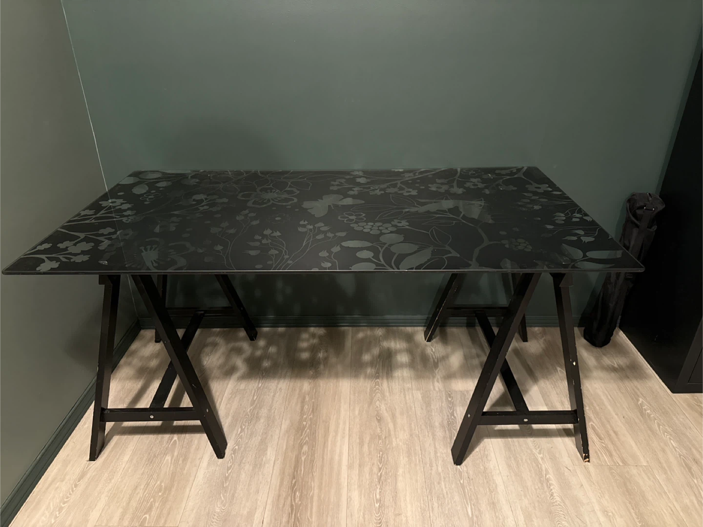 Floral Glass Top Desk