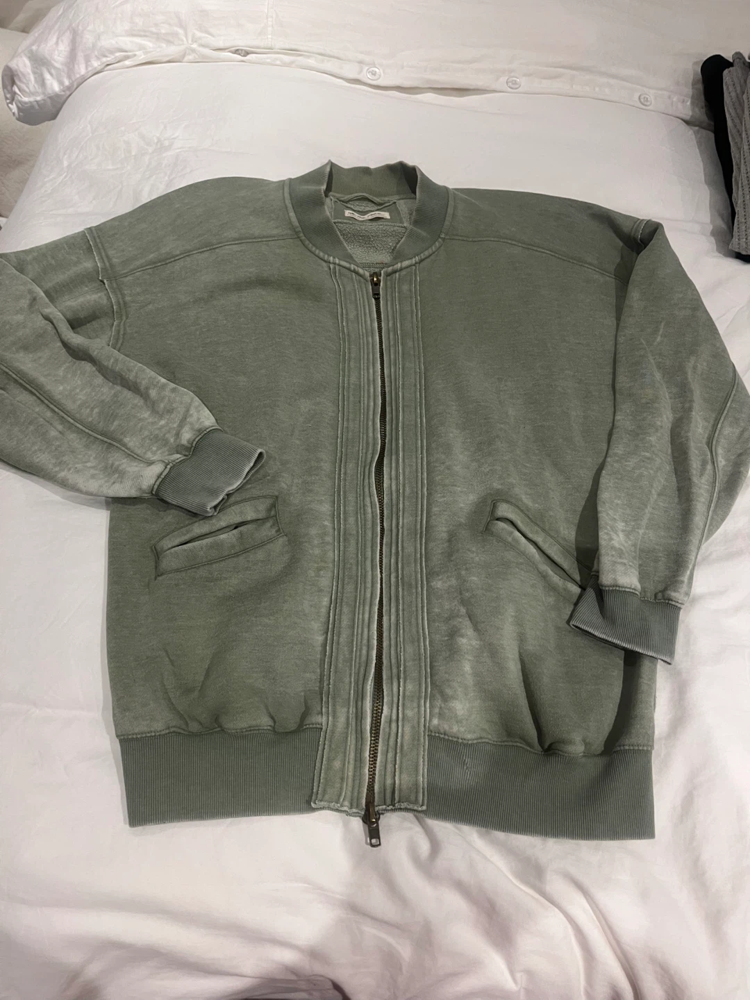 Free People Green Bomber Style Sweatshirt