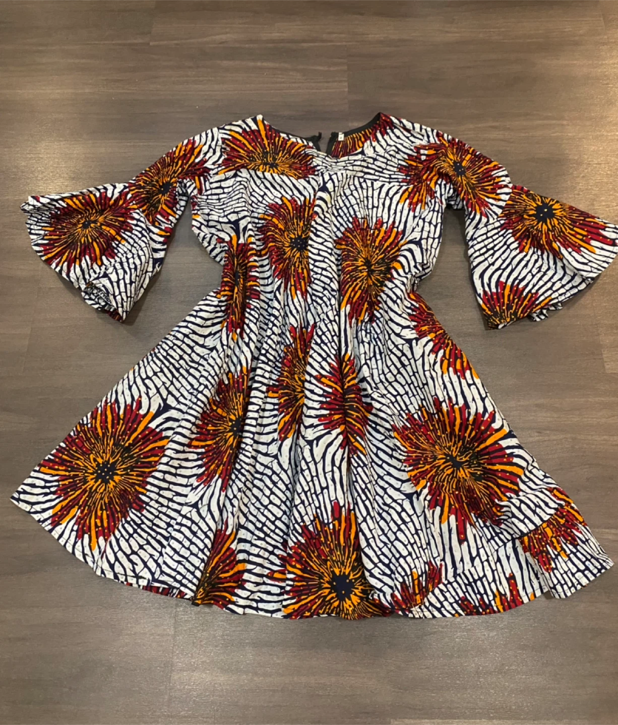 Ankara Print Flare Sleeve Dress Size 16