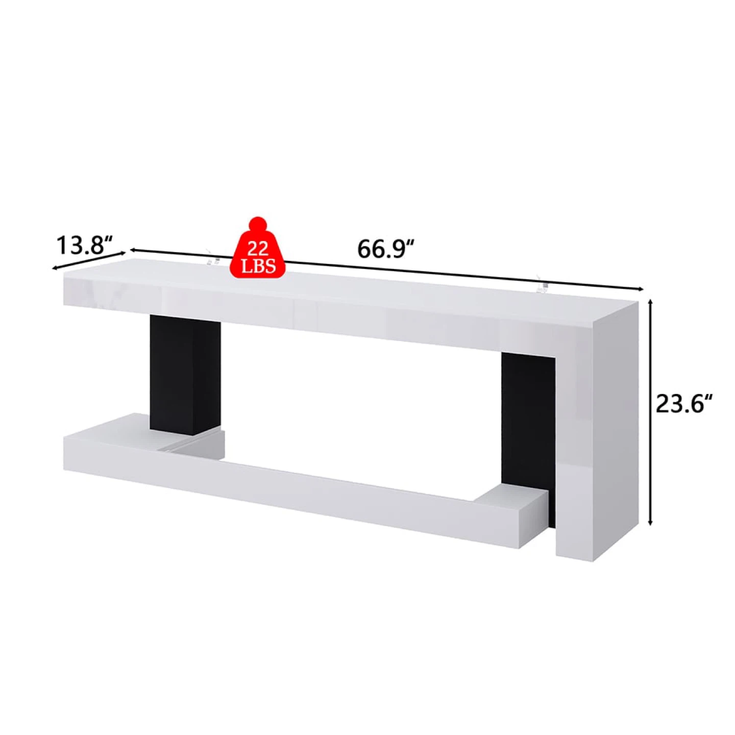 Modern White TV Stand Console Table - photo 4