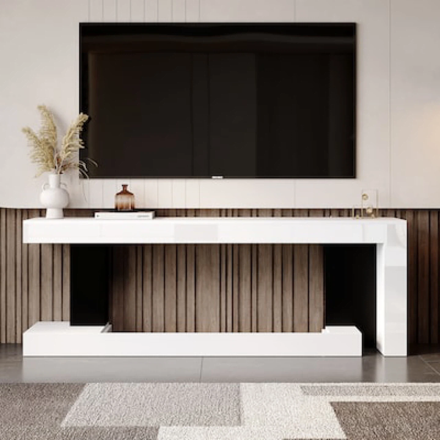 Modern White TV Stand Console Table