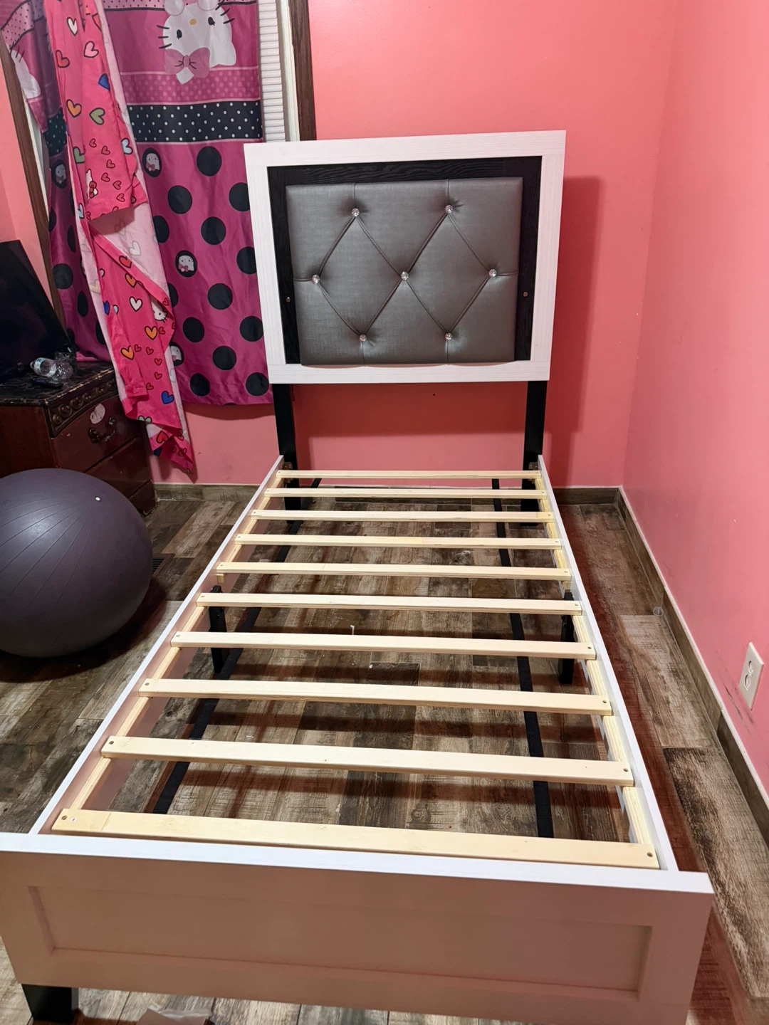 Twin Bed Frame with Tufted Headboard and Mattress - photo 2