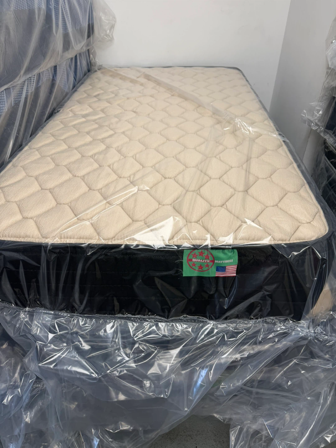 Twin Bed Frame with Tufted Headboard and Mattress - photo 4