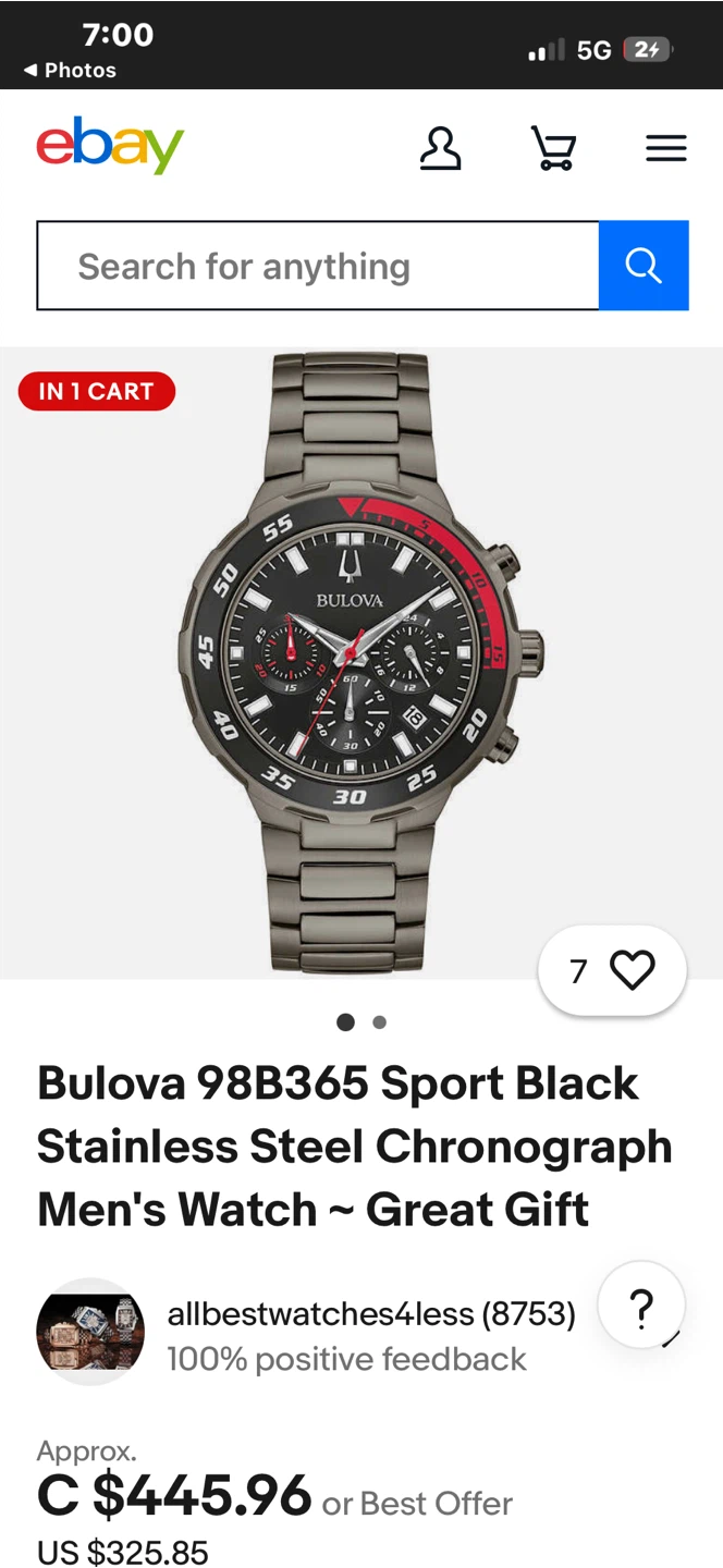 Bulova 98B365 Sport Black  Chronograph Men's Watch - photo 4