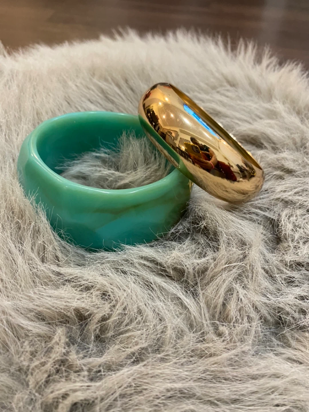 Set of 3 Gold and Teal Bangles (read description)