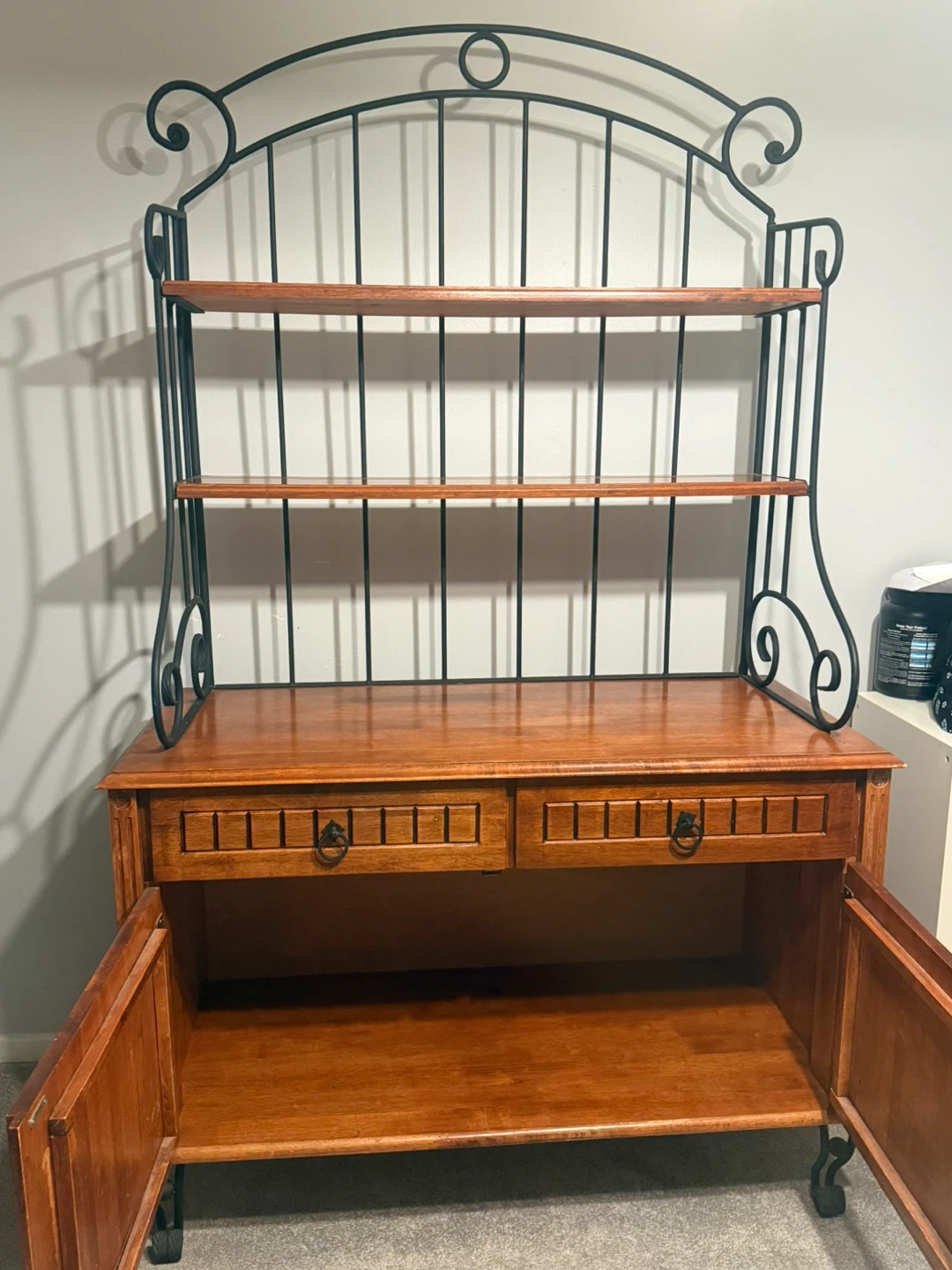 Wood and Metal Baker's Rack with Shelves and Storage - photo 2