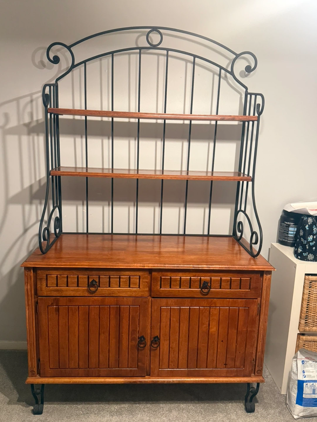 Wood and Metal Baker's Rack with Shelves and Storage
