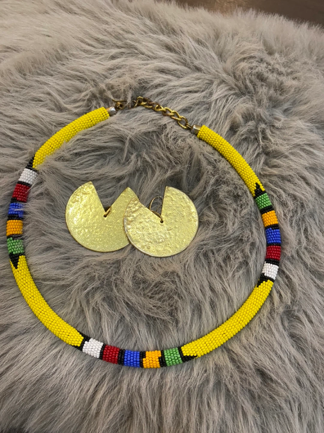 Beaded Necklace & Earrings -(read description)