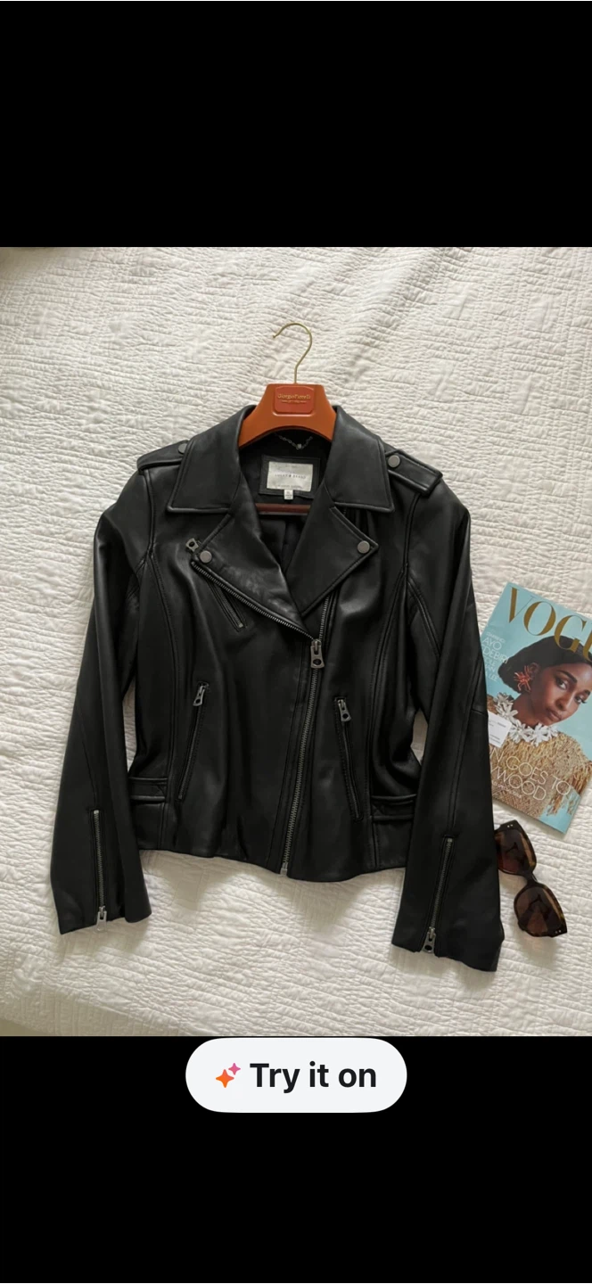 Black Genuine Leather Moto Jacket XL