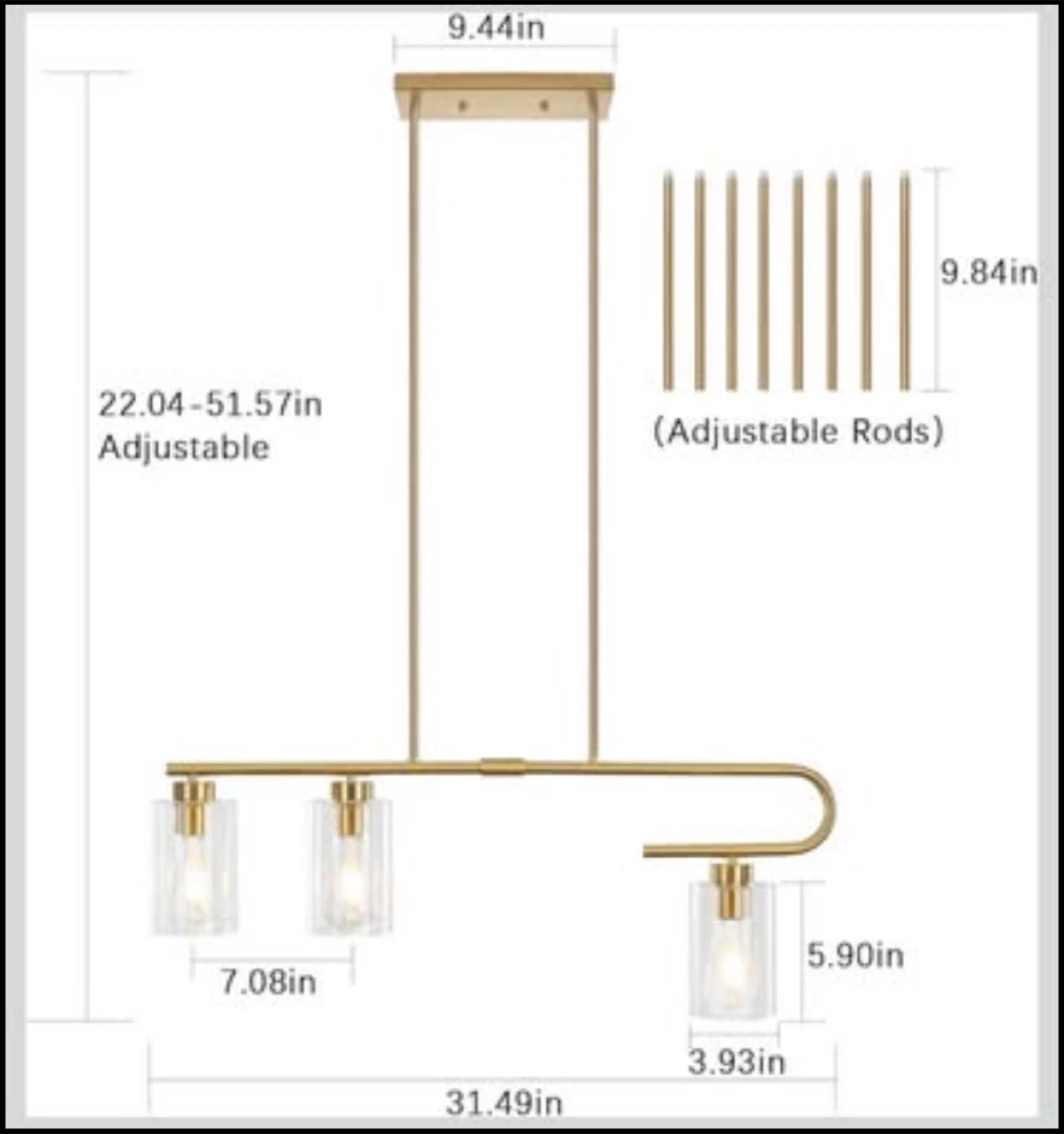 Brand new black lsland/dining light fixture - photo 3