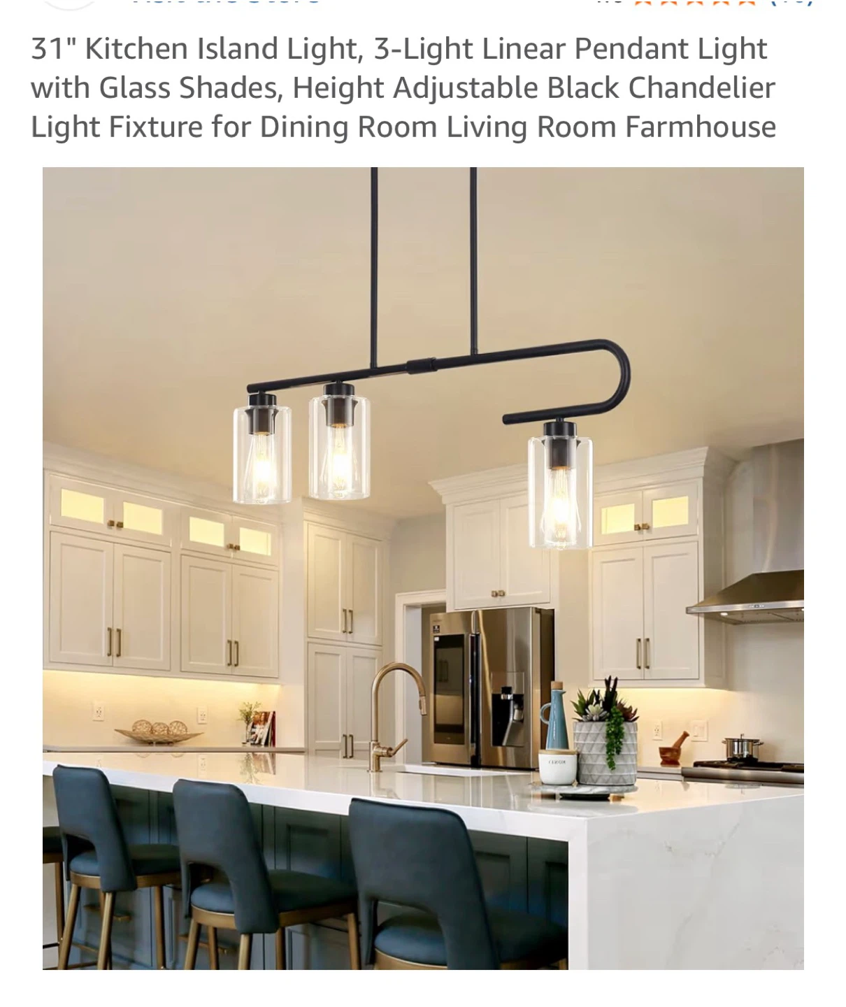 Brand new black lsland/dining light fixture - photo 4
