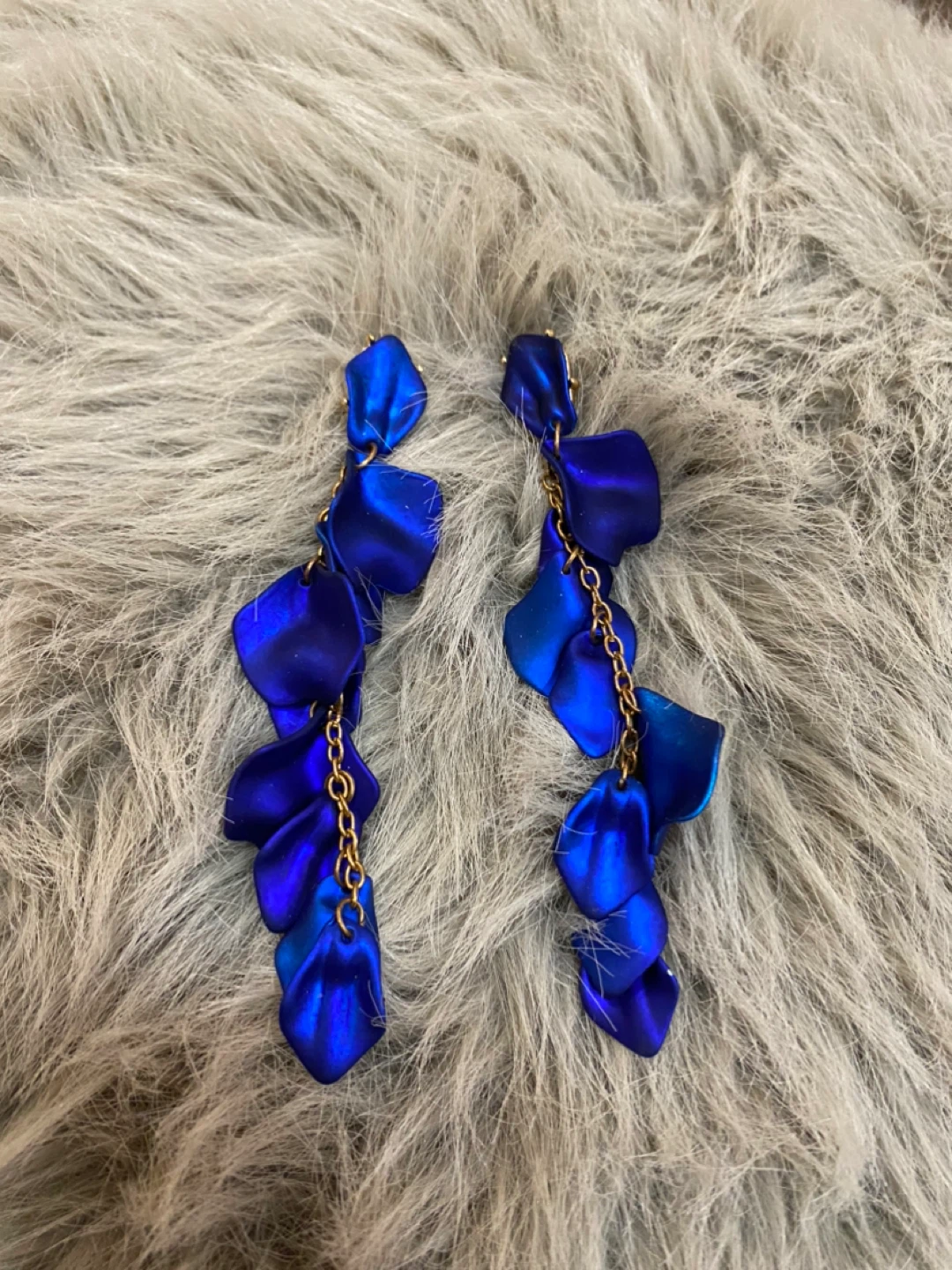 Blue Petal Dangle Earrings