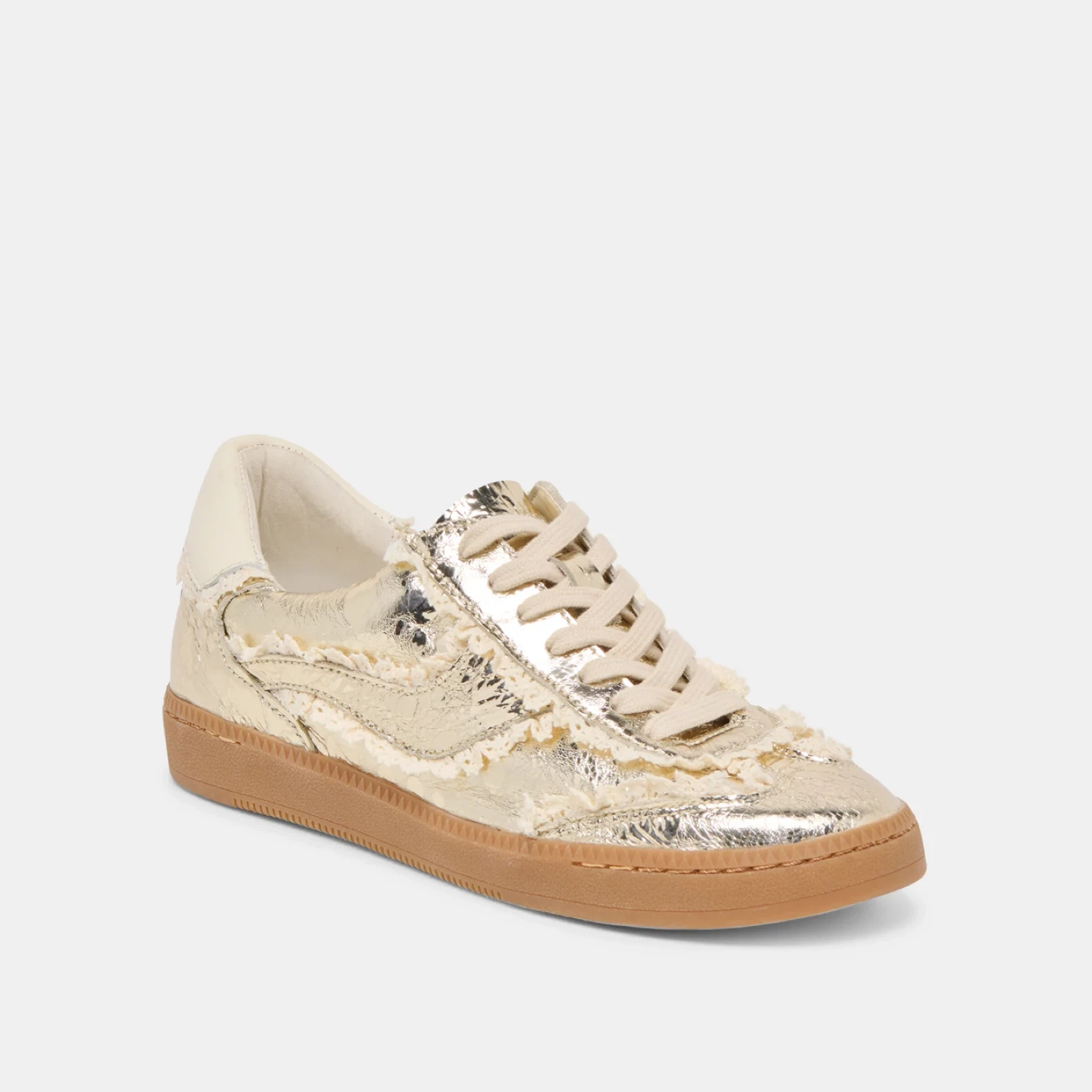 Dolce Vita Platinum Distressed Leather Sneakers - Size 8