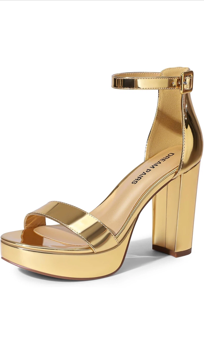 Dream Pairs Gold Platform Heels - Size 9