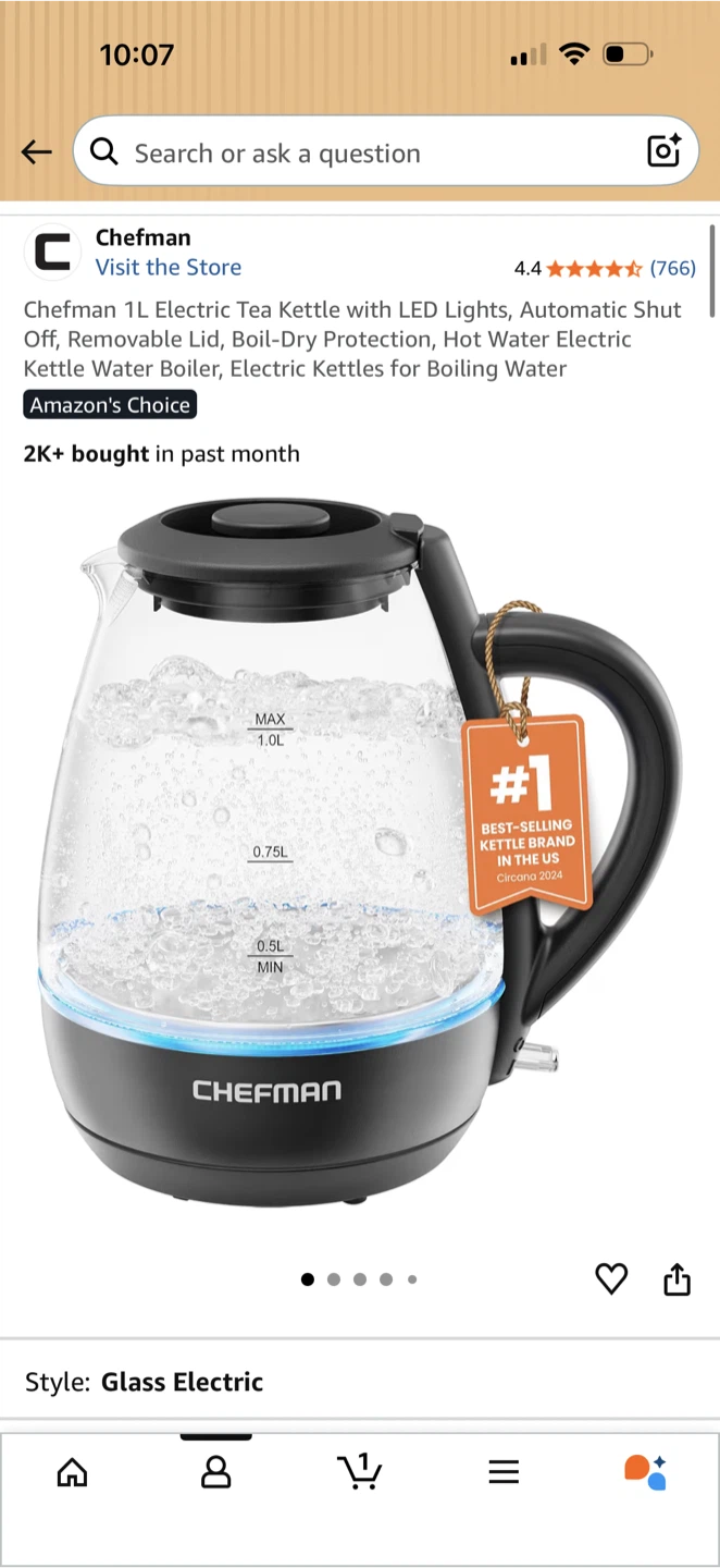 Chefman 1L Electric Tea Kettle