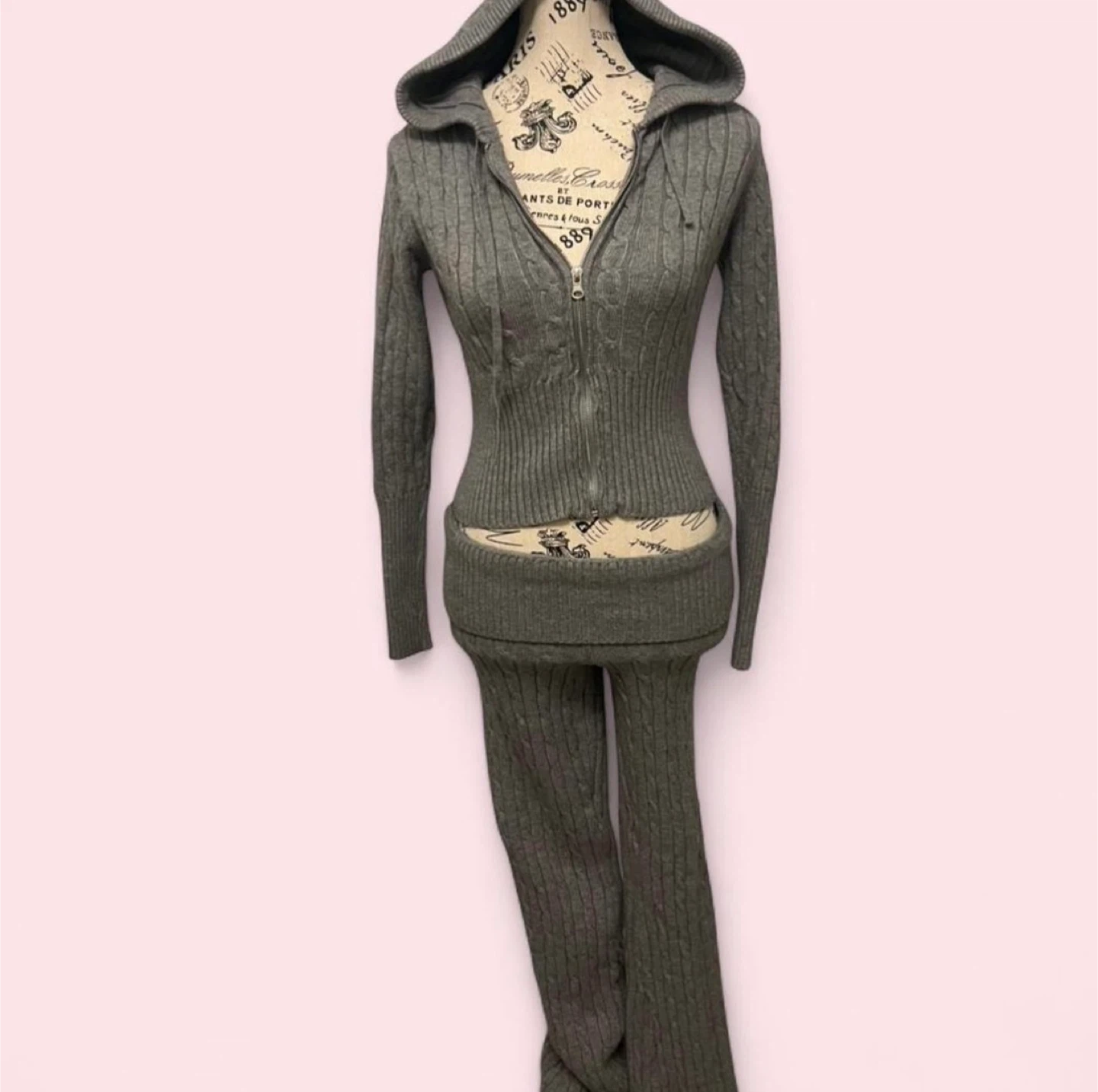 Grey Knit Track Suit Set from Harlow