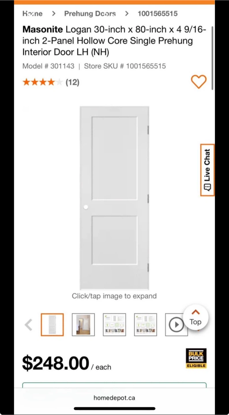 🆕Masonite Logan 30-inch 2-Panel Interior Door LH - photo 2