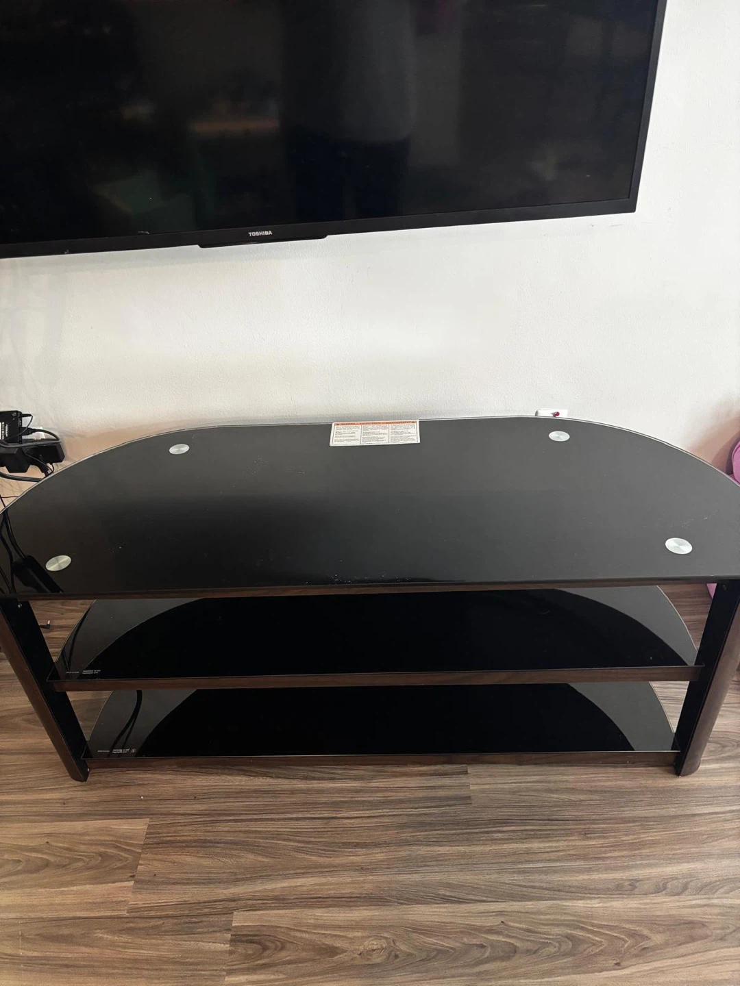 Curved Glass Top TV Stand - Black - photo 2