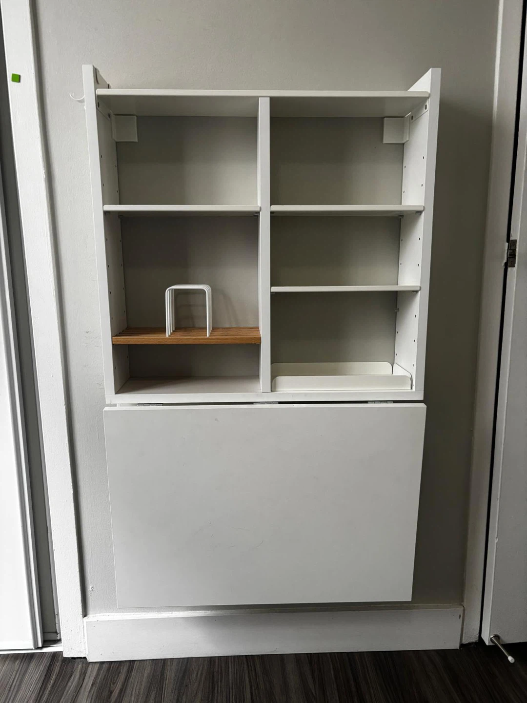 White Fold-Down Desk with Shelves - photo 3