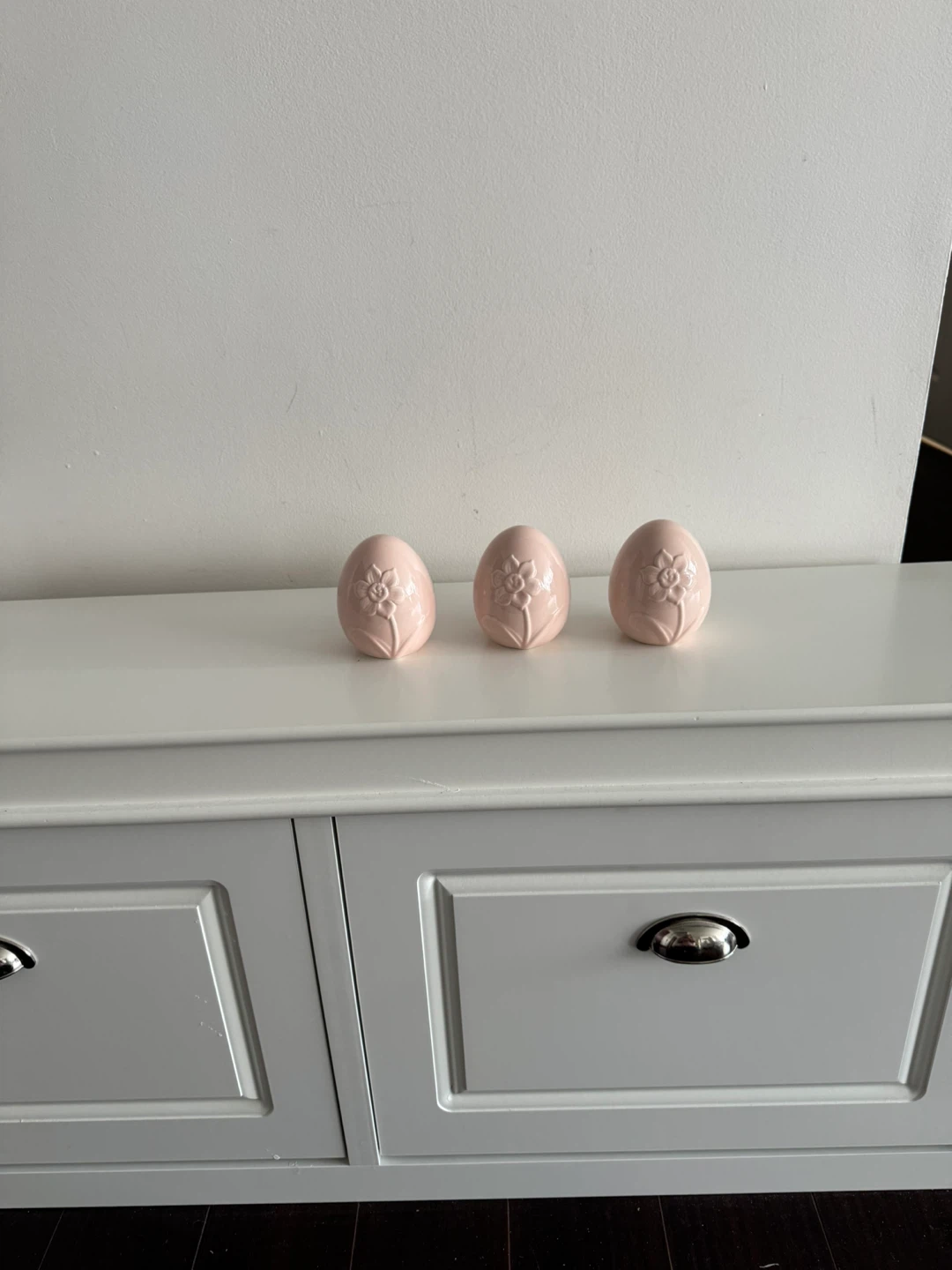 Set of 3 Pink Ceramic Egg Decorations - photo 3