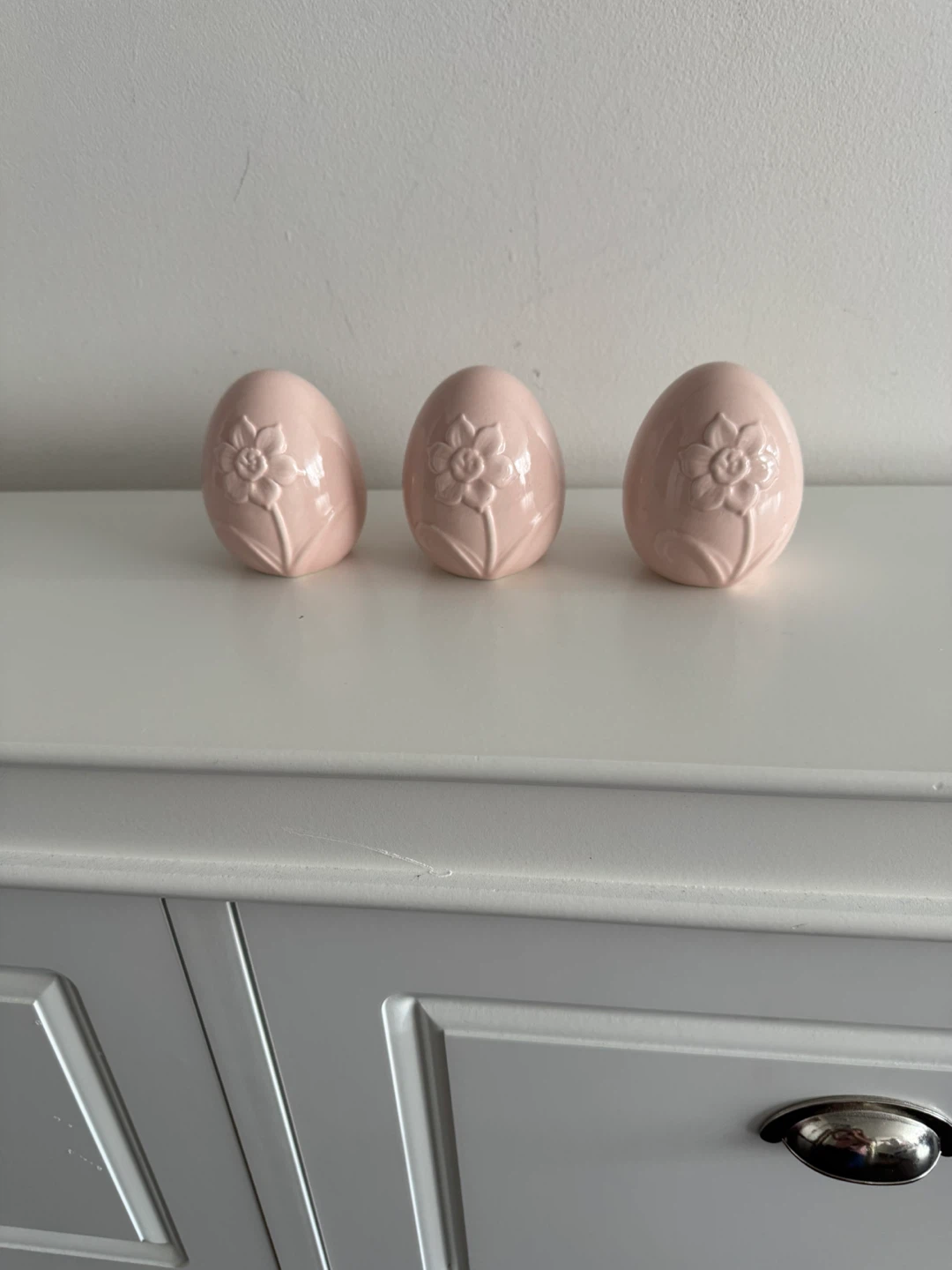 Set of 3 Pink Ceramic Egg Decorations - photo 2