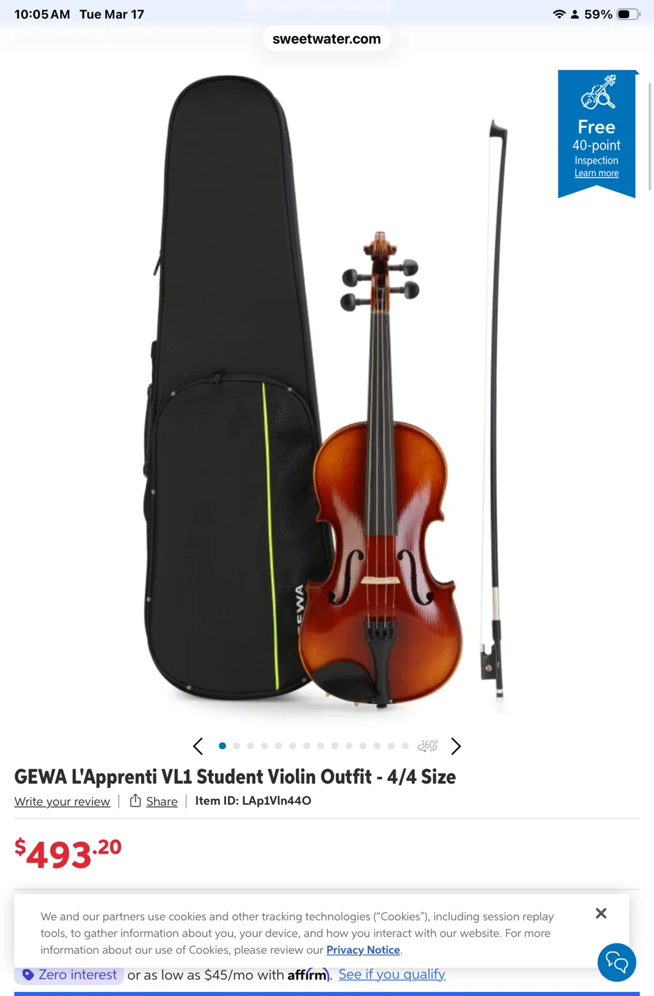 GEWA L'Apprenti VL1 Student Violin Outfit - 4/4 Size
