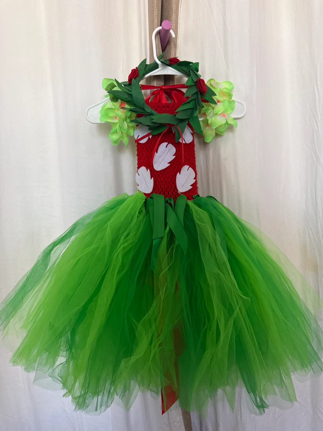 Hawaiian Hula Dress Costume with Flower Lei