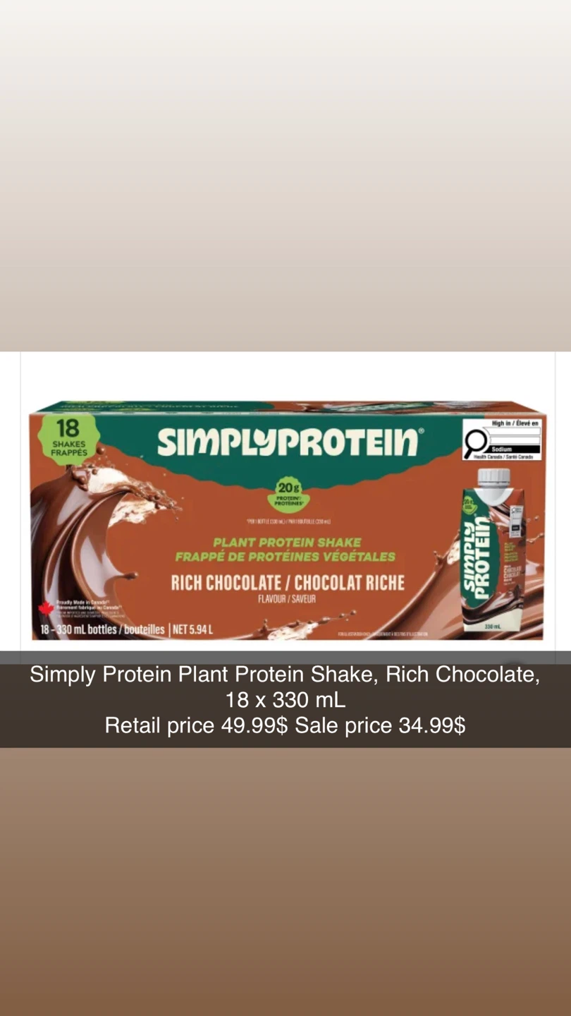 Simply Protein Plant Protein Shakes, Rich Chocolate, 18 x 330 mL
