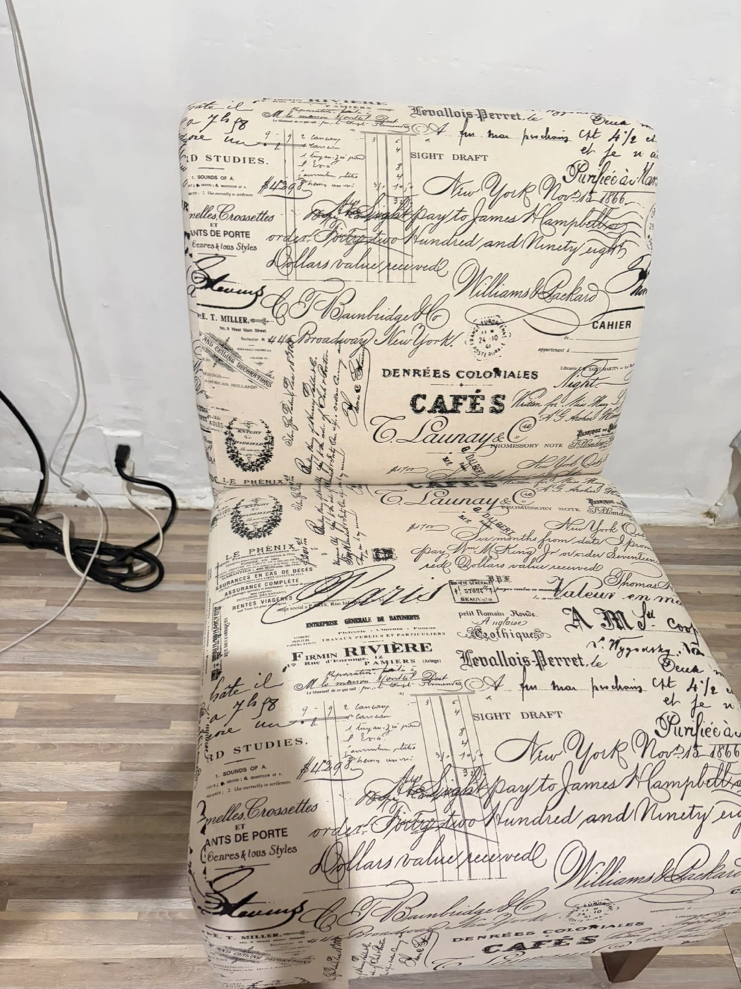 Accent Chair with French Script Fabric