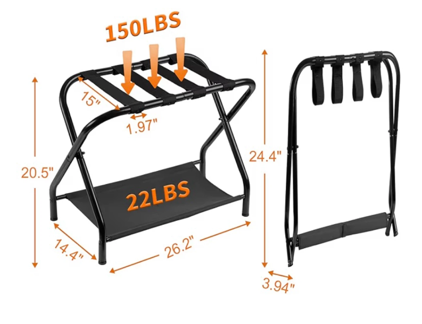 Folding Luggage Rack with Shelf - photo 2