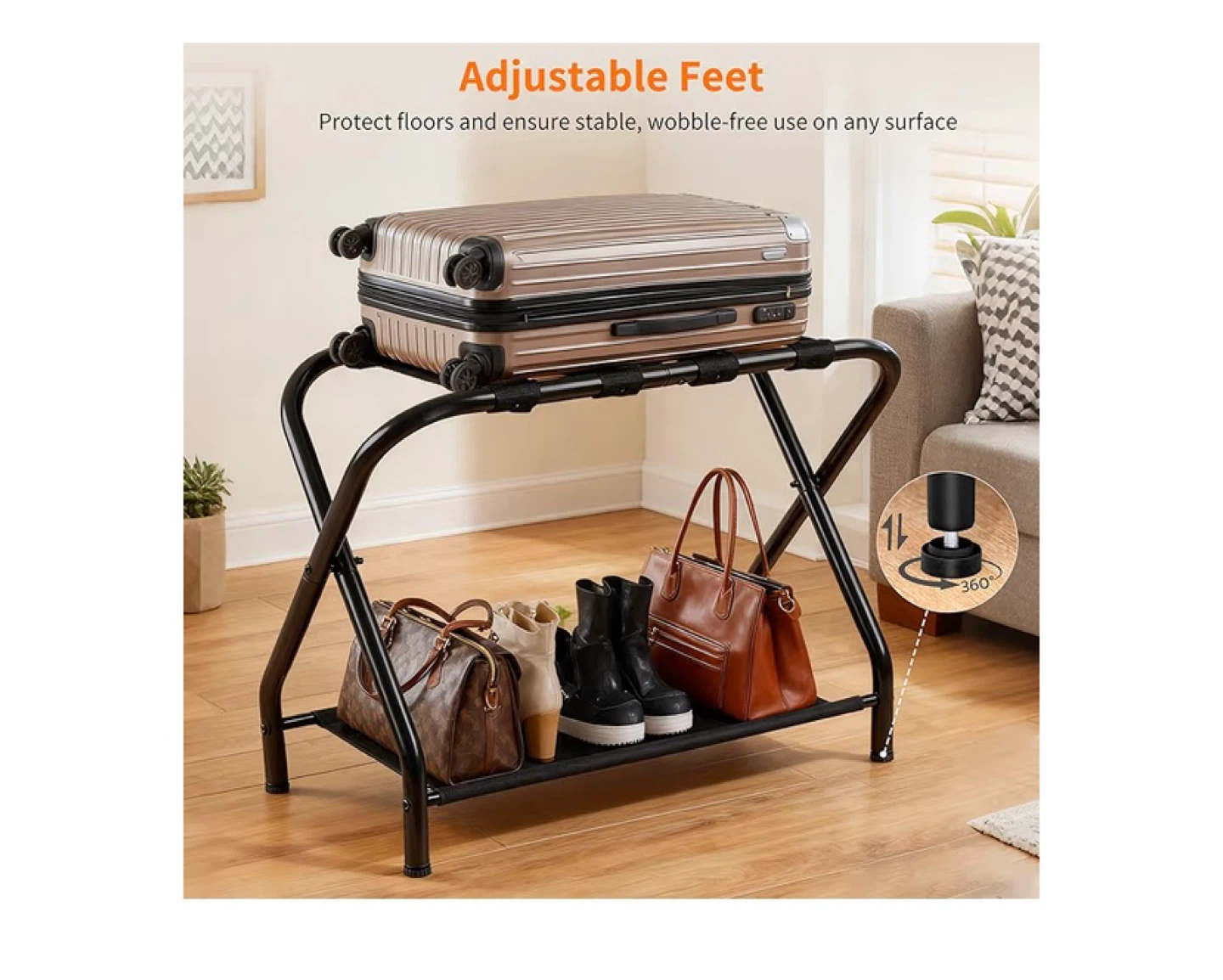 Folding Luggage Rack with Shelf - photo 3