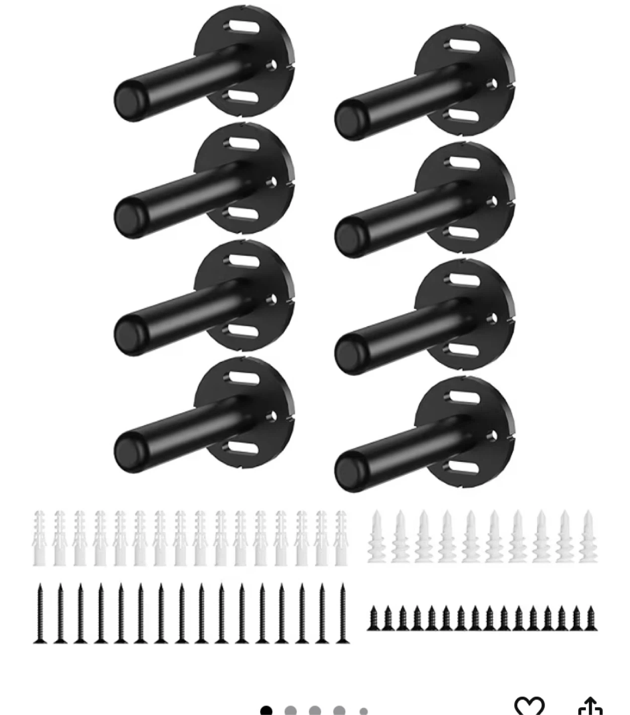 Set of 8 Black Floating Shelf Brackets with Hardware