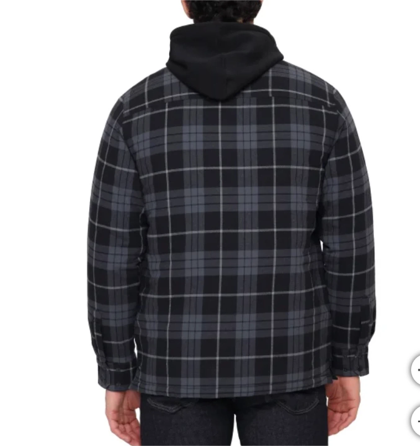 Men's Plaid Quilted Flannel Shirt Jacket with Hood - photo 5