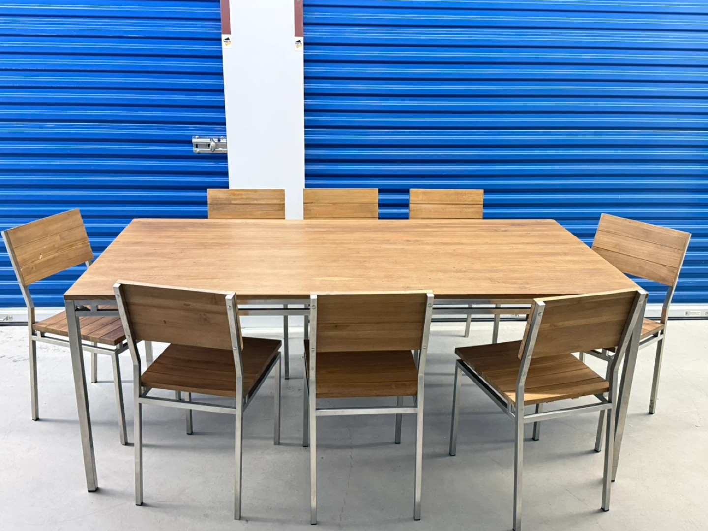 Wood and Metal Dining Table Set with 6 Chairs