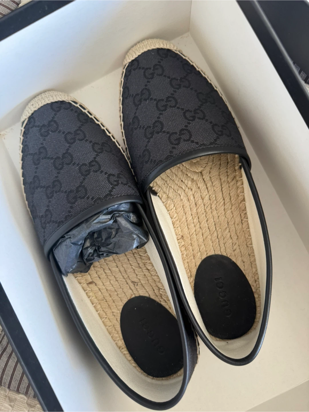 Gucci Espadrilles Black GG Monogram Size 36.5
