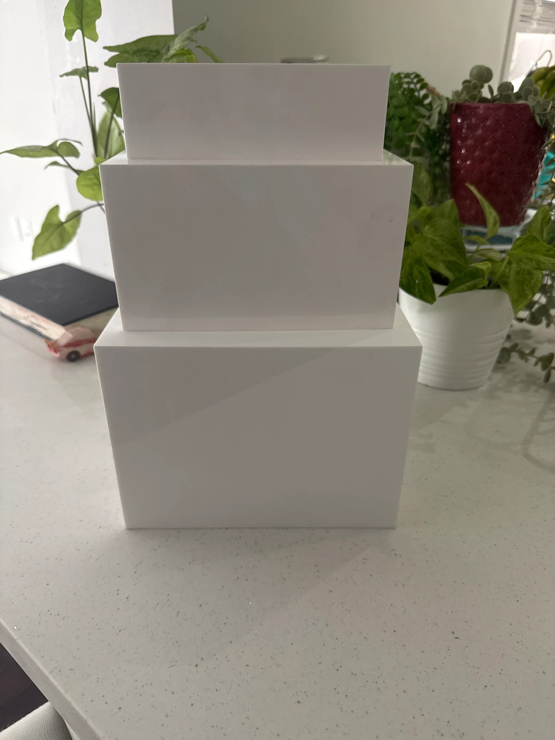Set of 3 White Display Pedestals