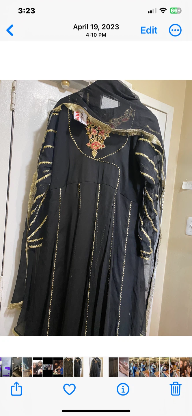 Women's Black Embroidered Anarkali Dress with Dupatta - photo 2