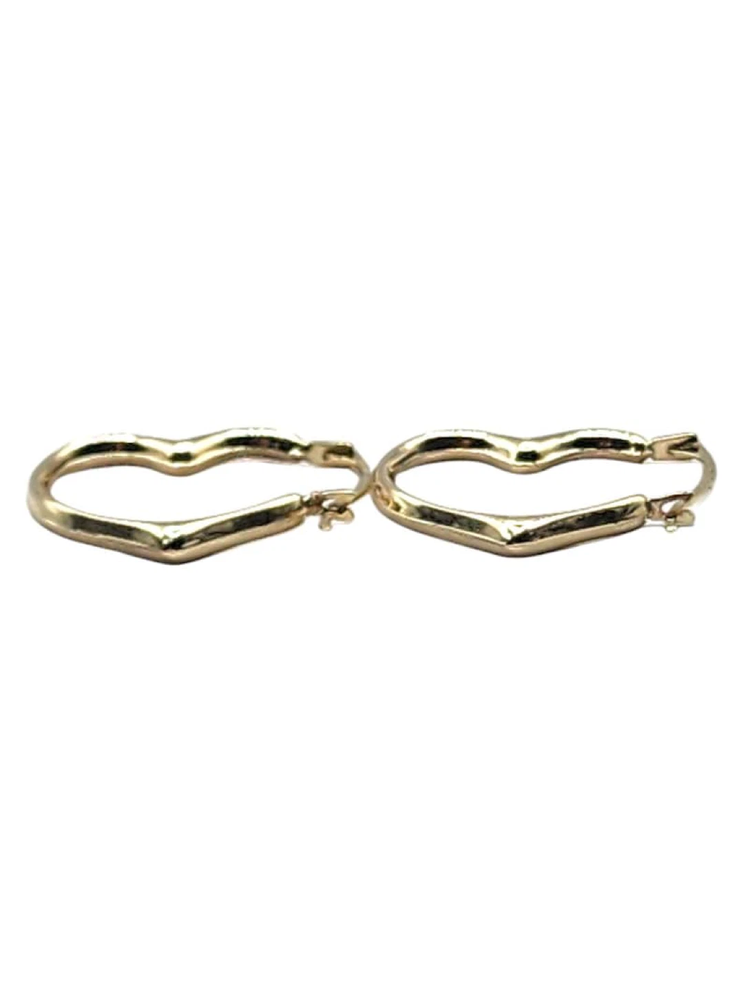 Vintage 10 Karat Yellow Gold Open Heart Hoop Earrings