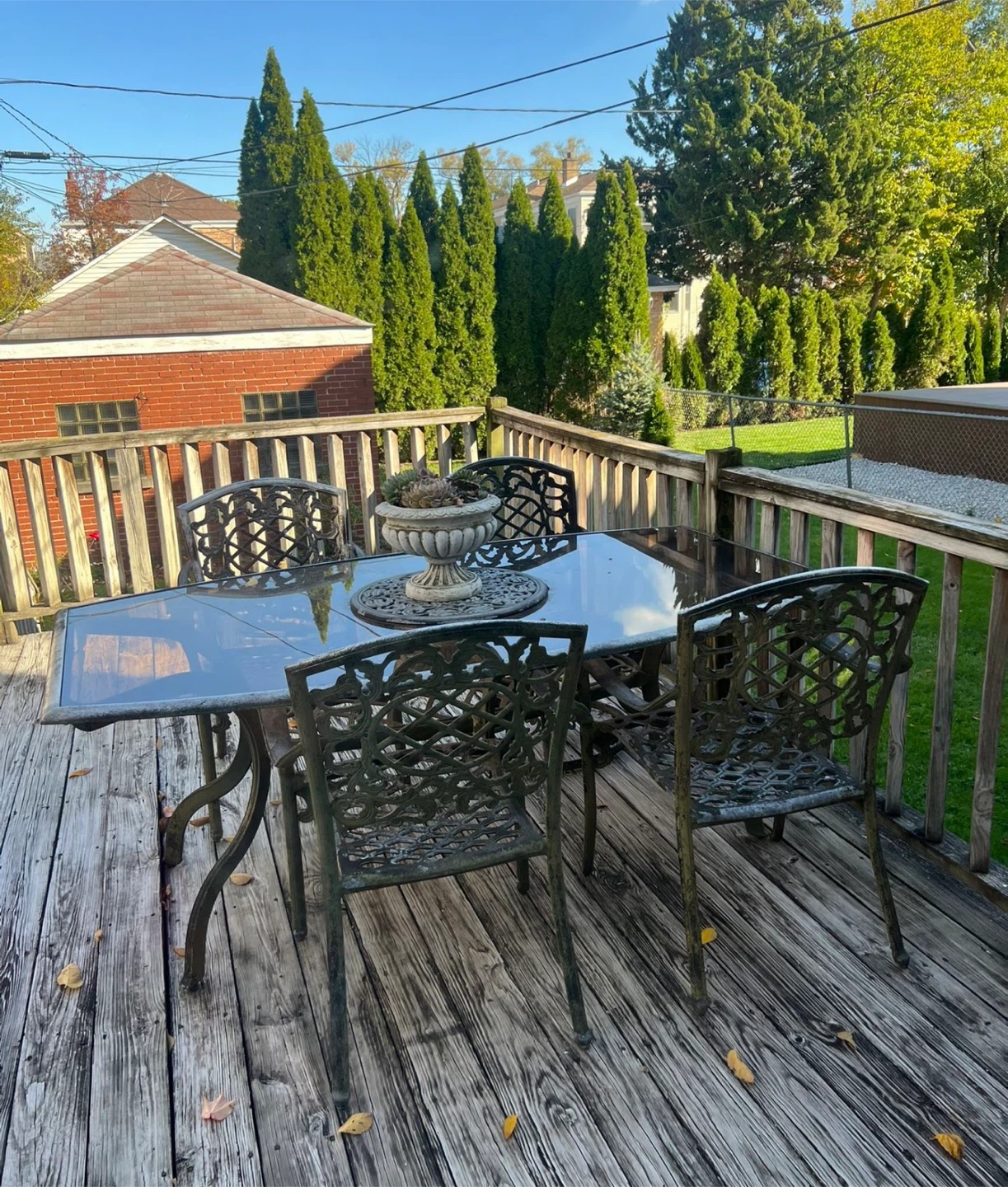 Glass Top Patio Dining Set with 4 Chairs