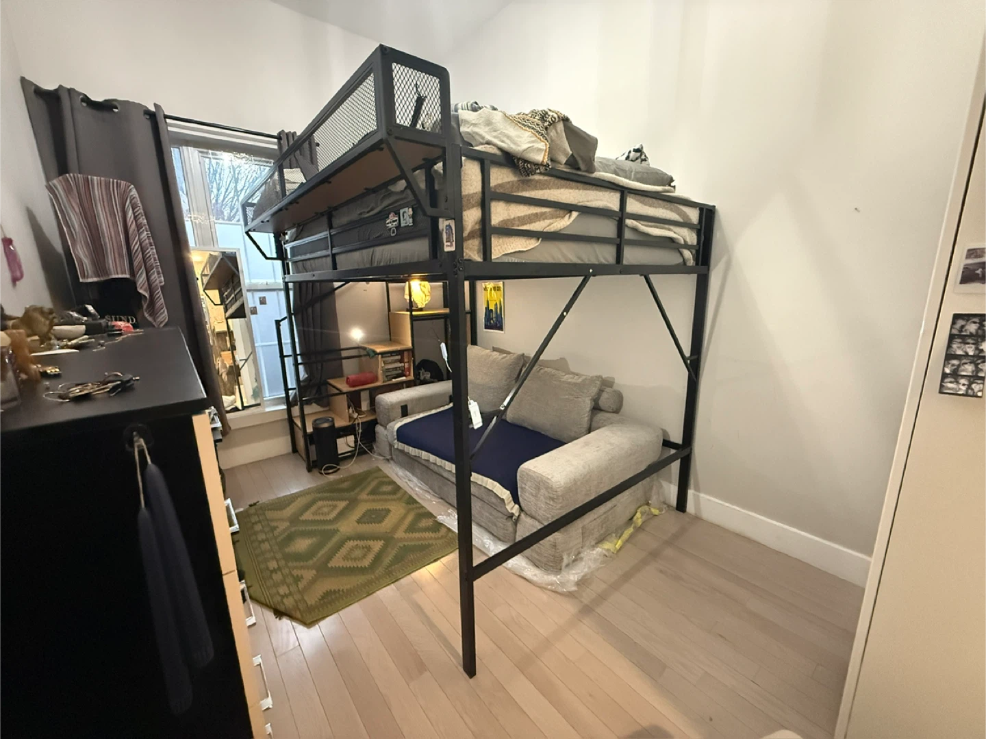 Black Metal Loft Bed Frame - Space Saving & Sturdy - photo 2