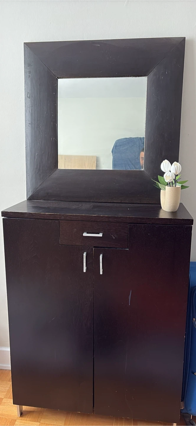 Dark Brown Dresser Cabinet with Mirror
