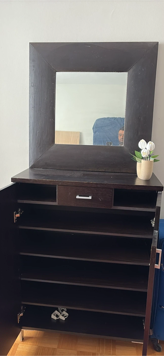 Dark Brown Dresser Cabinet with Mirror - photo 2