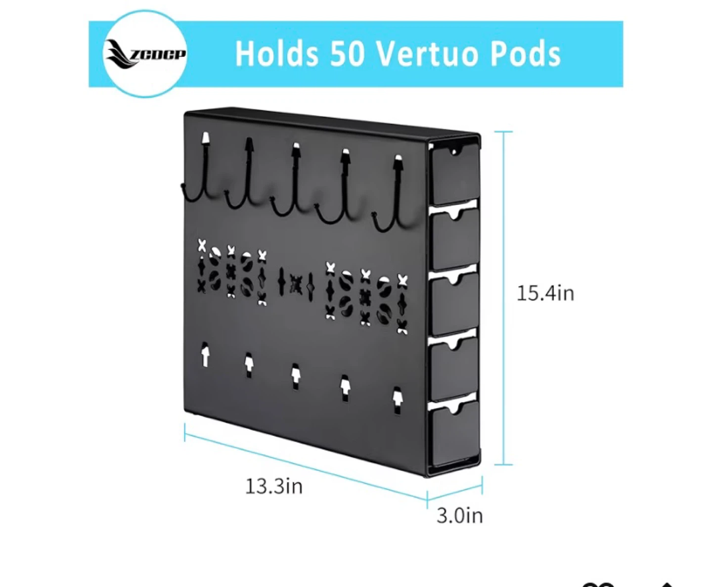 Black Metal Nespresso Vertuo Pod Holder with Hooks - photo 2