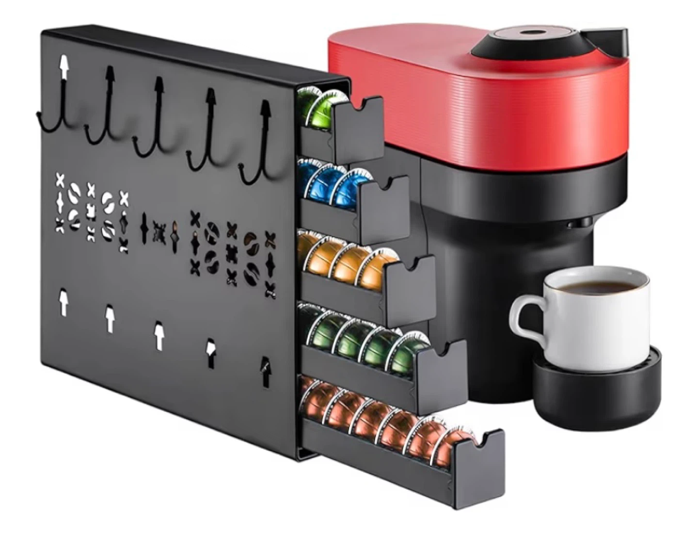 Black Metal Nespresso Vertuo Pod Holder with Hooks