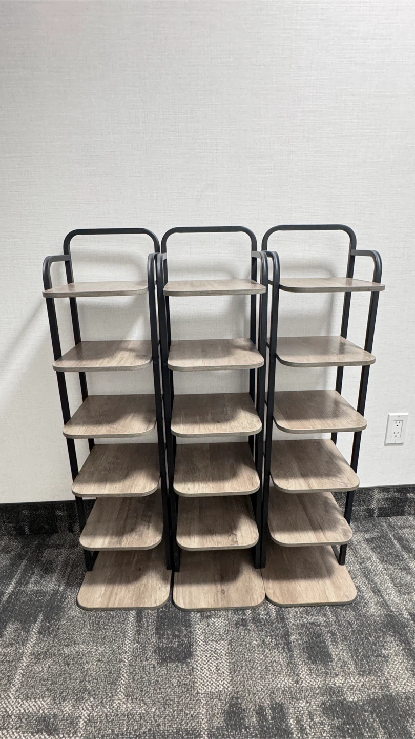 6-Tier Wood Grain Shelf Unit Set