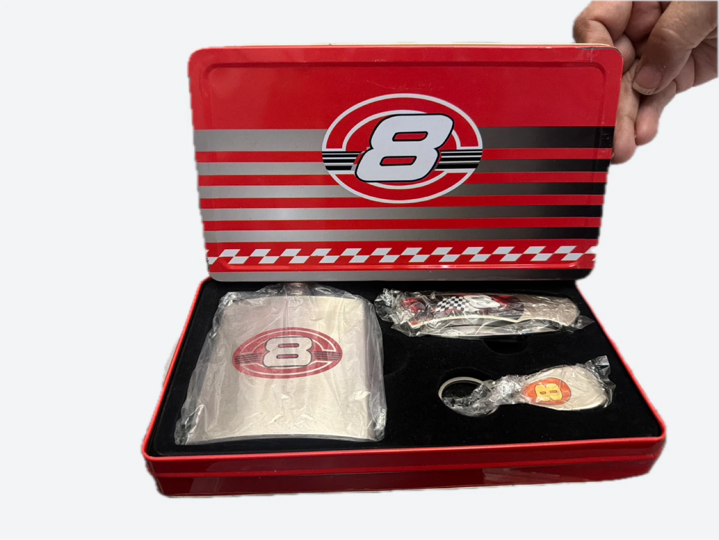 Dale Earnhardt #8 Stainless Steel Flask, Knife & Keychain Set - photo 2